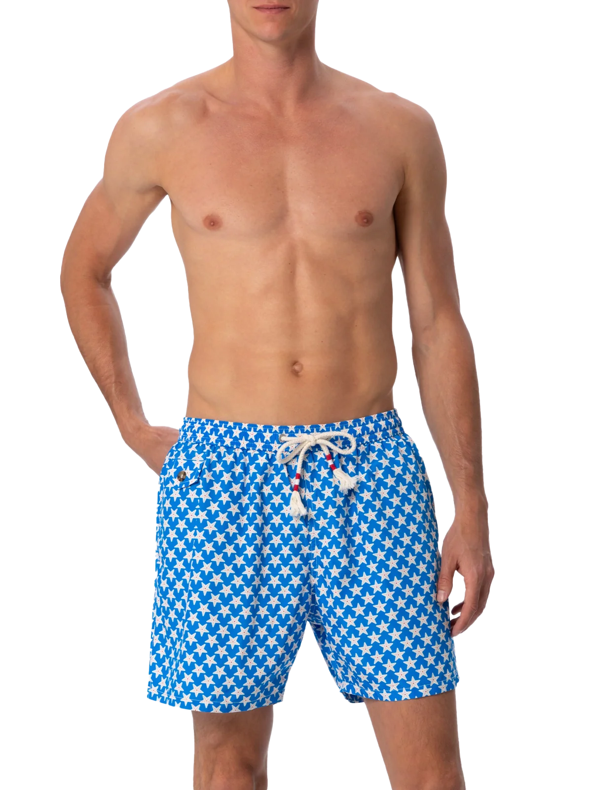 Man Lighting 70 Mid-Length Swim Shorts | Seastar Print | Lightweight & Quick Drying | Elastic Waistband with Adjustable Drawcord | MC2 Saint Barth