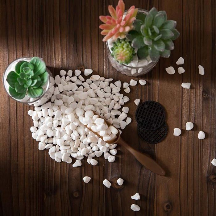 Ghiaia decorativa da giardino, ciottoli per fioriere - Bianca 460 g