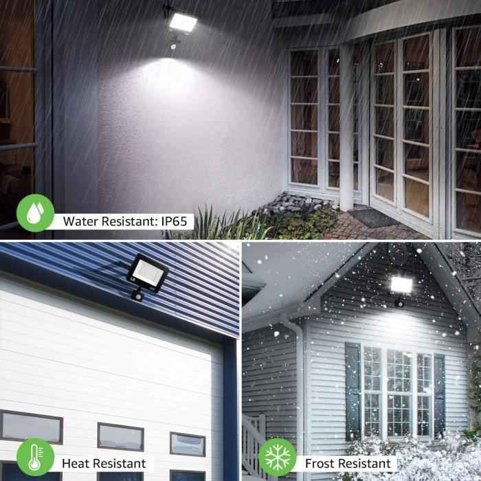 Foco LED exterior de 50 W con sensor de movimiento - Luz blanca fría - Resistencia al agua IP66