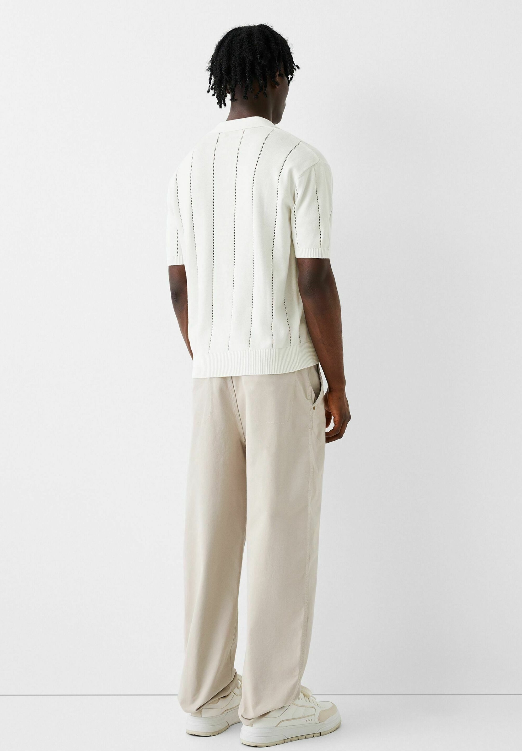Bershka Poloskjorte - hvit