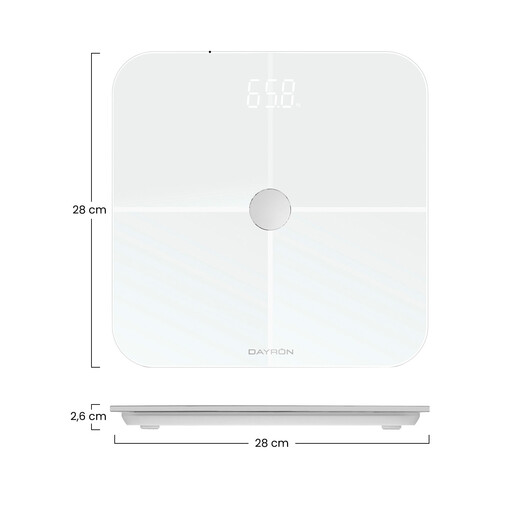 Intelligente Bluetooth-Badezimmerwaage mit App, bis zu 8 Profile, Health Dayron