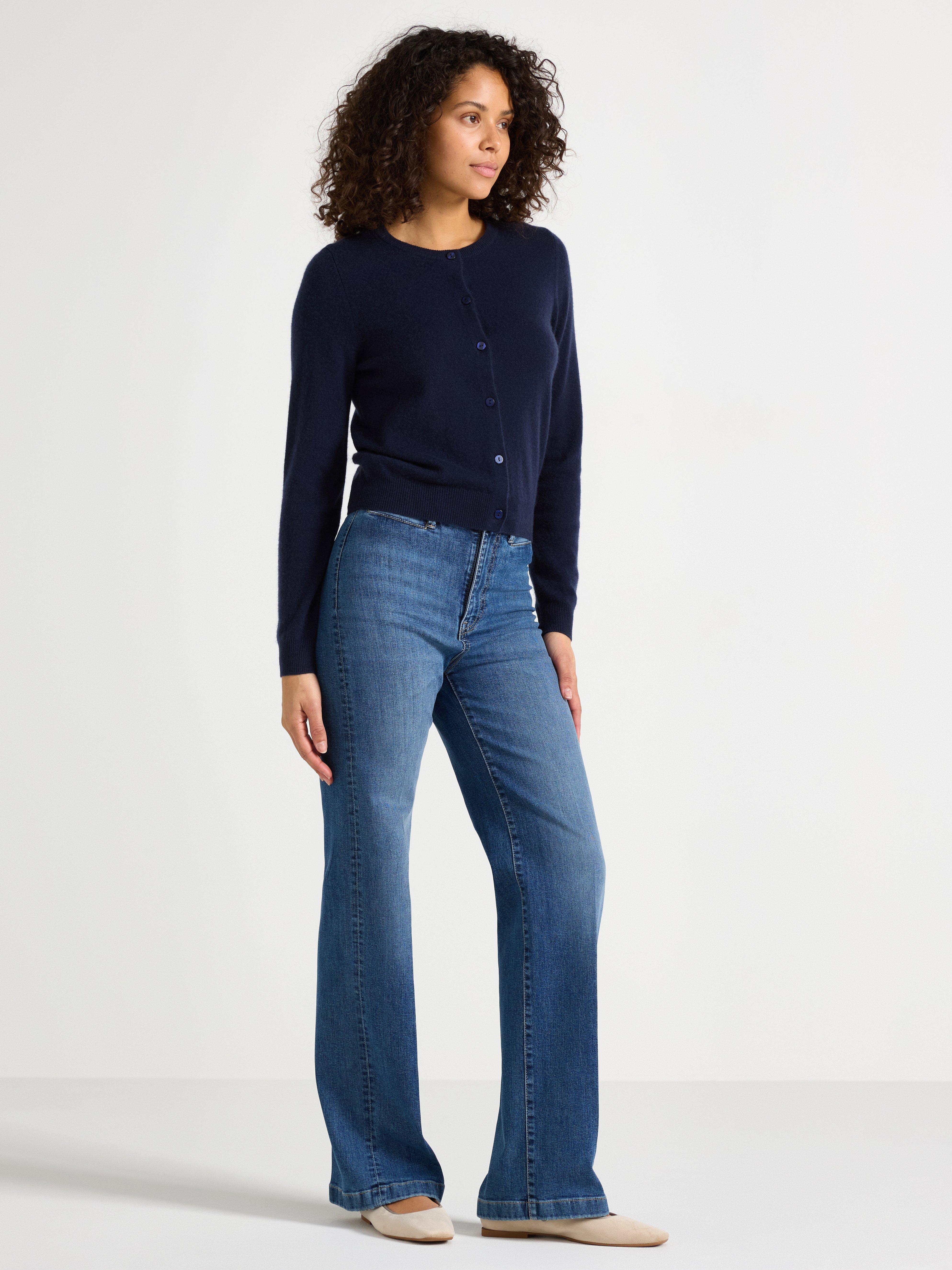 ŠIROKÉ strečové džíny s širokými nohavicemi Denim