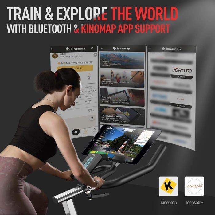 Vélo d'appartement - JOROTO - X2PRO - Résistance magnétique réglable - Bluetooth - Support tablette 12,6 pouces