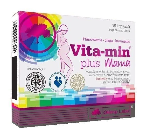Olimp Vita-Min Plus Mama, Suplement diety dla kobiet planujących ciążę, w ciąży i karmiących piersią, Kapsułki