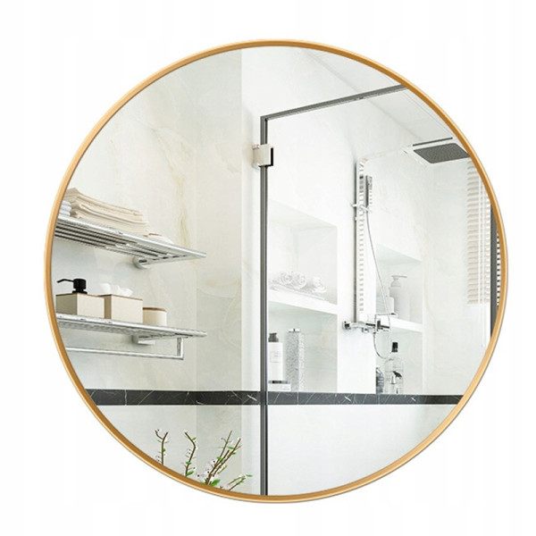 Lustro okrągłe wiszące złota rama średnica 80 cm loft