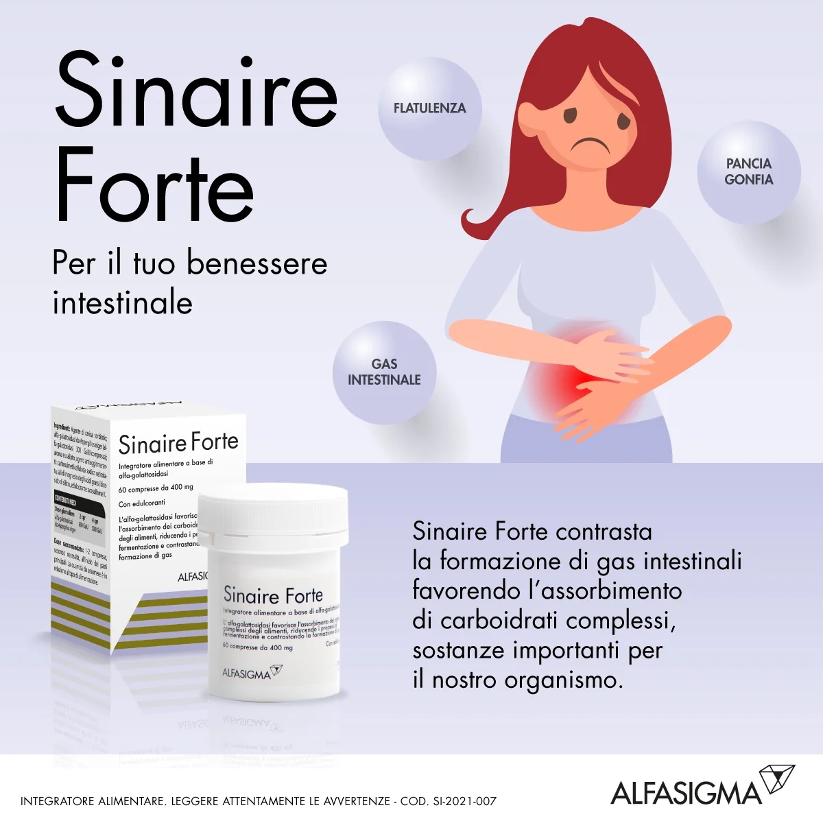 SINAIRE Sinaire Forte 60 comprimés contre les gaz intestinaux