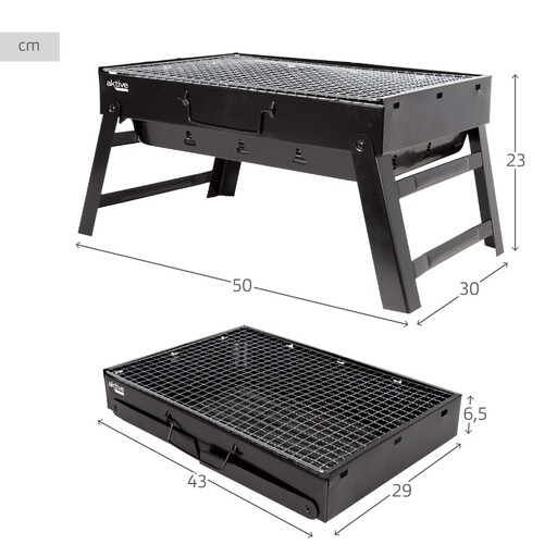 Barbacoa Portátil Plegable Rectangular 43x29x22 Cm Aktive