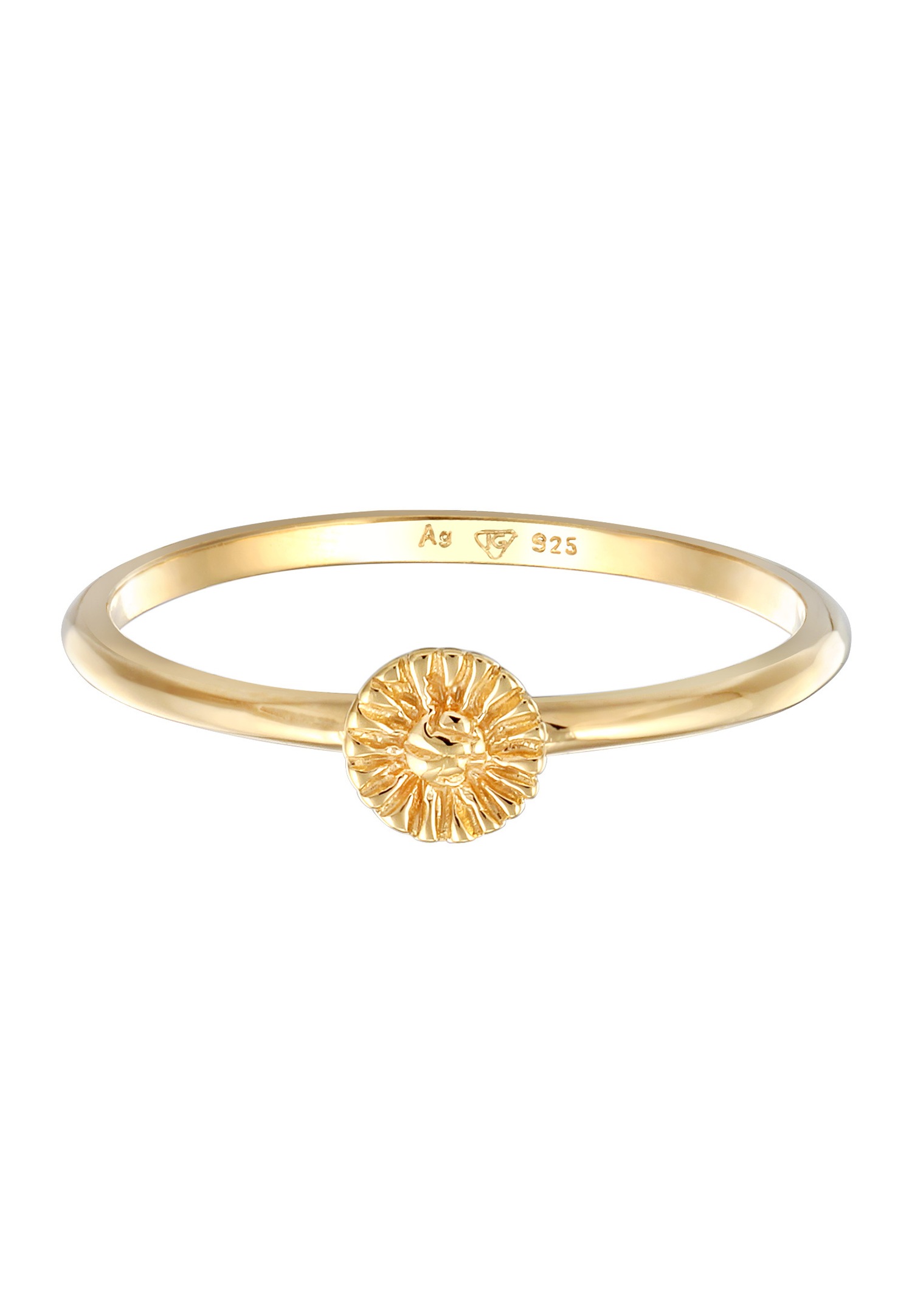 Elli Femmes Pile Fleur Boho hippie en Argent Sterling 925 Plaqué Or