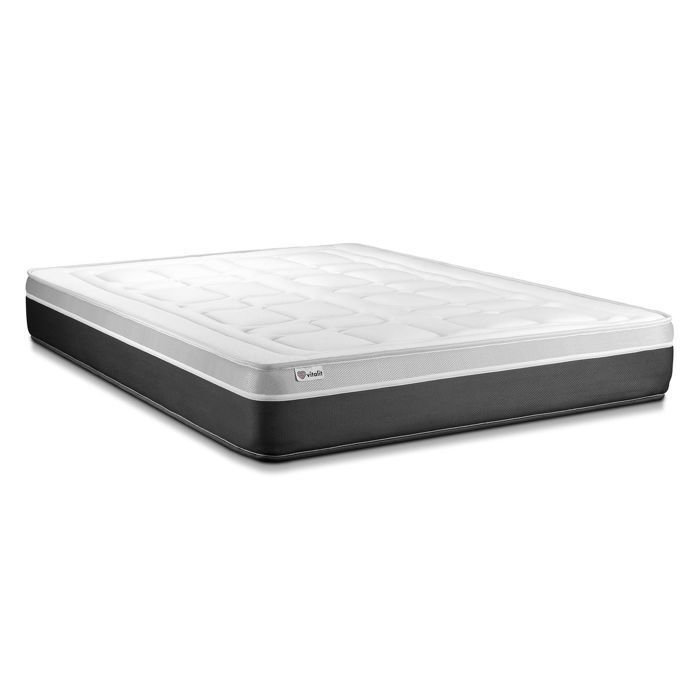 Ensemble Matelas Sommier 200x200 cm - Sommier Gris (en kit) - Vital Soft Gris