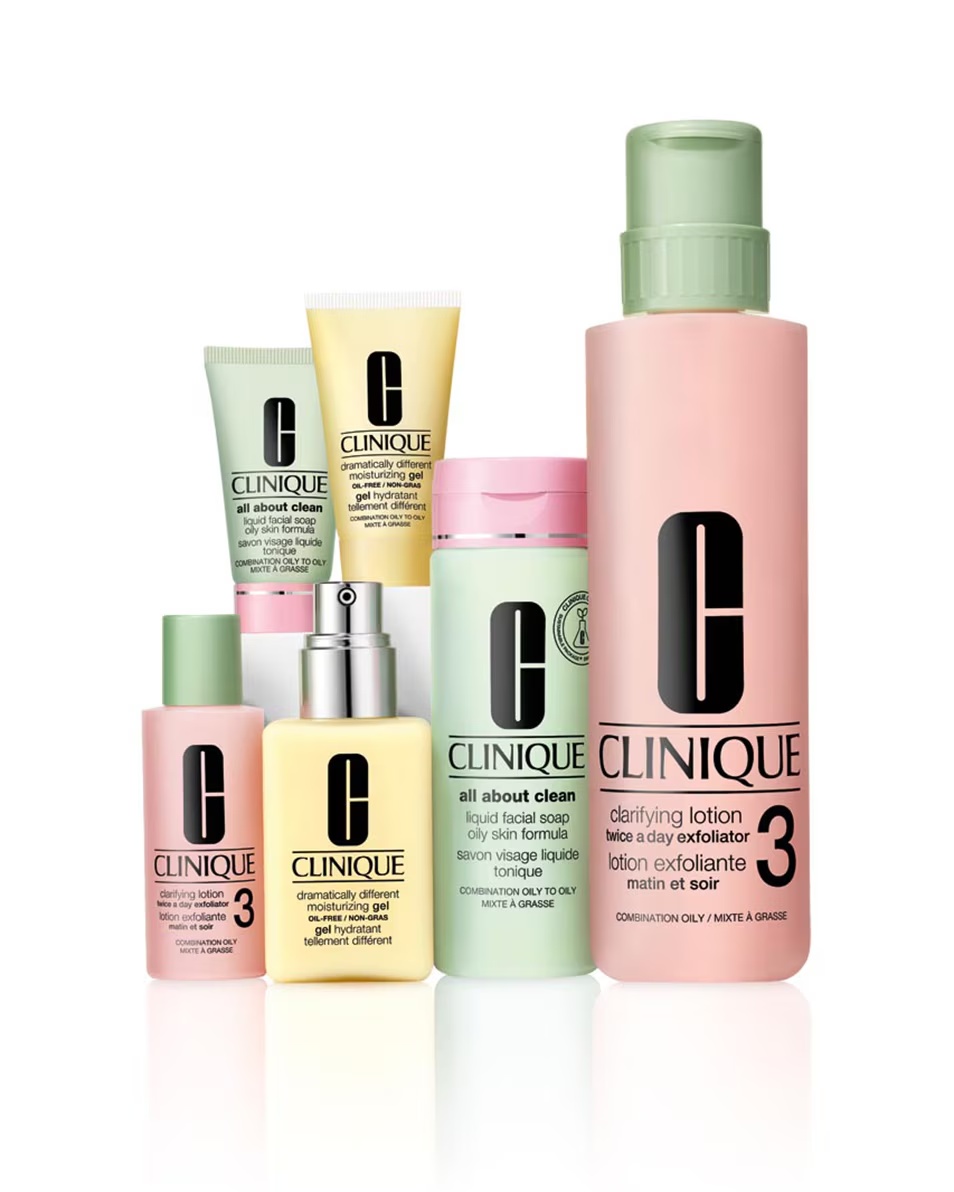 CLINIQUE DRAMATICALLY DIFFERENT™ CREMĂ GEL HIDRATANTĂ DE ZI ȘI NOAPTE FĂRĂ ULEI - TEN MIXT SAU GRAS - SISTEM ÎN 3 PAȘI