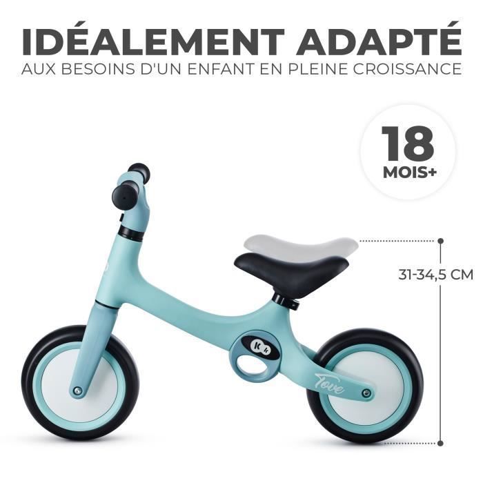 Draisienne Bébé Kinderkraft TOVE, Légère, Roues Mousse EVA, Selle Réglable, Poignées Antidérapantes, Jusqu’à 25kg, Summer Mint