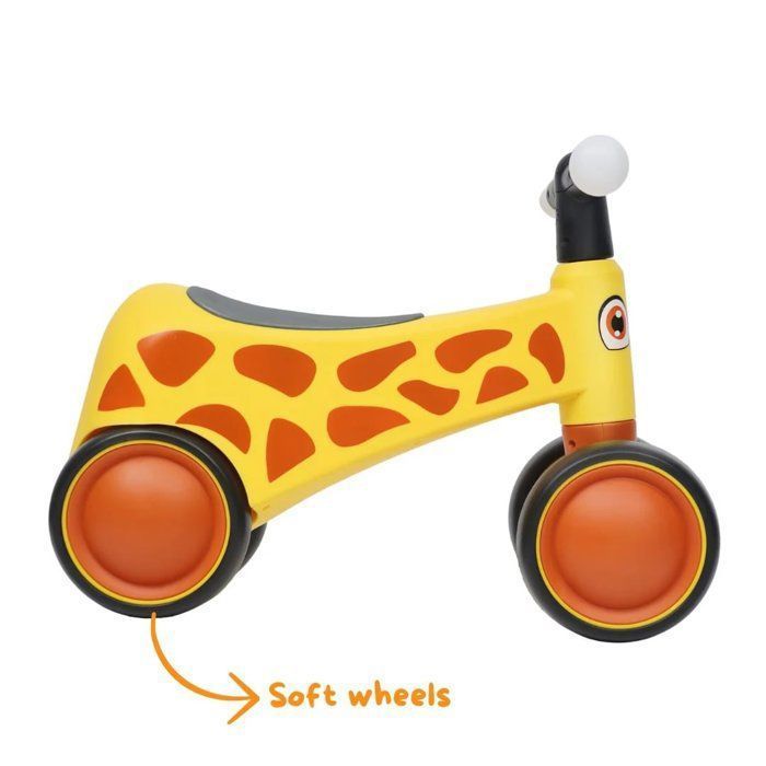 VROOOMY Baby Balance Bike - Yellow - 18 to 36 months - LED Lights - Silent EVA Tires - Activity Bike - 25kg