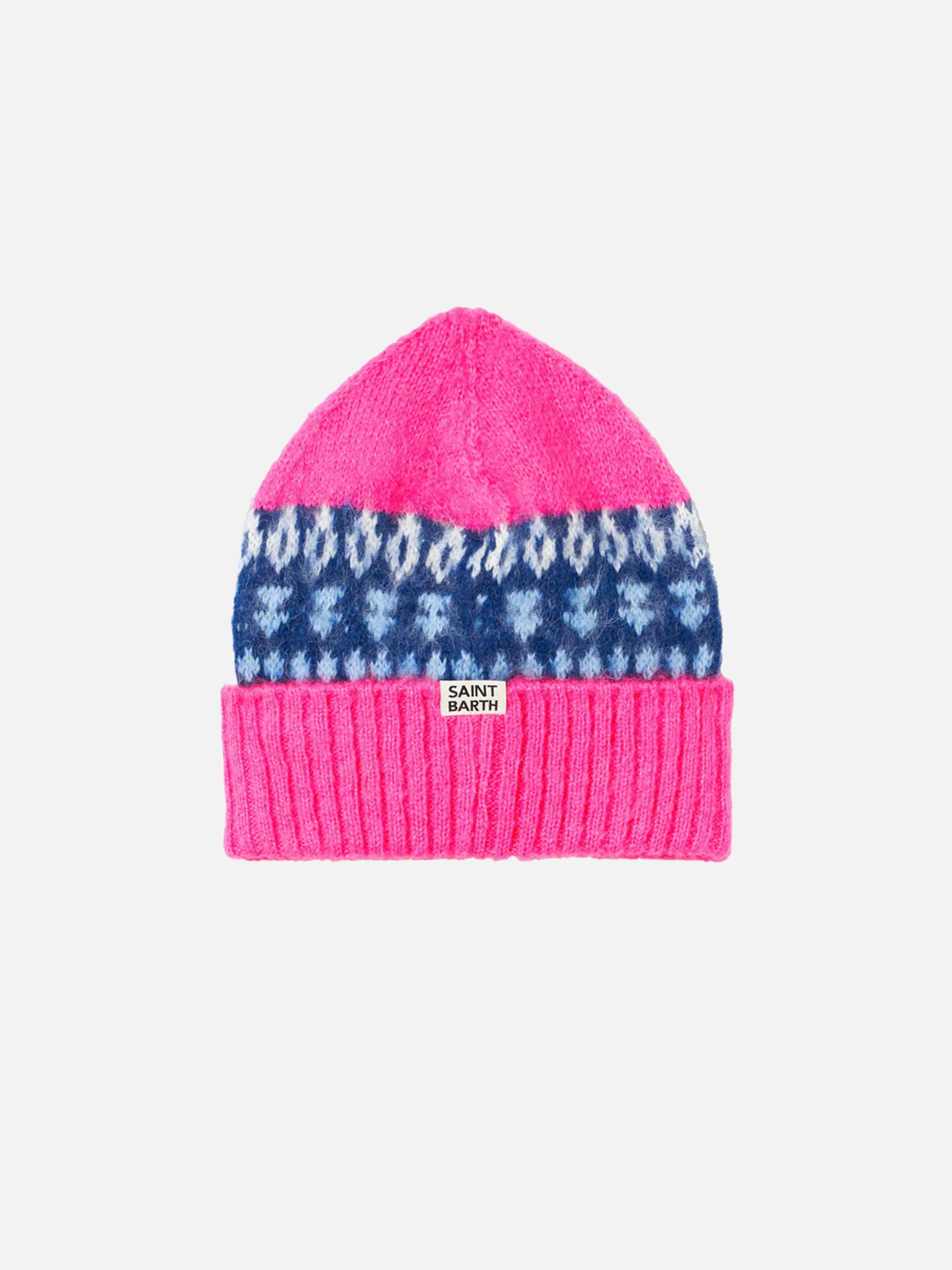 Zachte dameshoed met Scandinavische jacquardprint