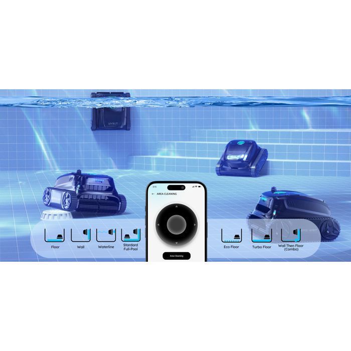 Robô de piscina sem fio - WYBOT - Wybot S2 Solar - Carregamento solar - Limpeza completa - 2,5 horas de autonomia