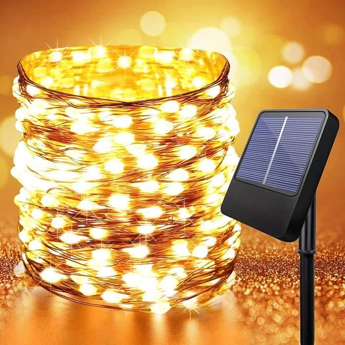 Guirlande Lumineuse Solaire - 12M 100 LED - Étanche - Jardin, Terrasse, Arbre de Noël, Fête Party Décoration