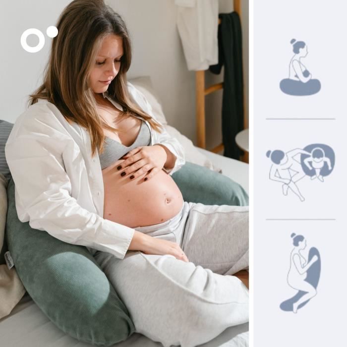 Pregnancy and nursing pillow - DOOMOO - Buddy - Ultra comfort - Oeko-Tex certified - Green Corduroy