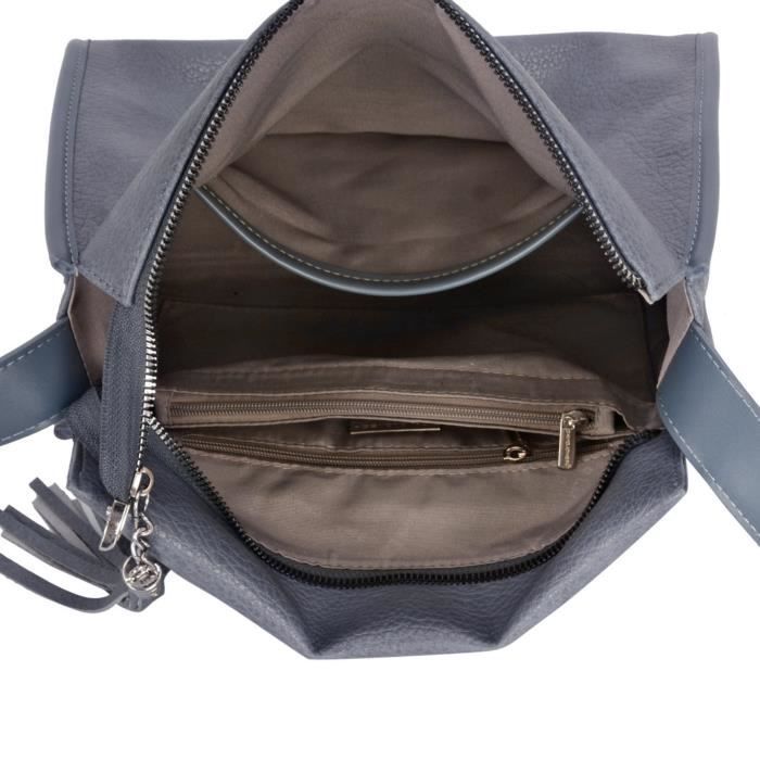 David Jones Paris Women's Shoulder Bag, Crossbody Bag, Lightweight Soft Faux Leather, Multi-Pocket, Blue