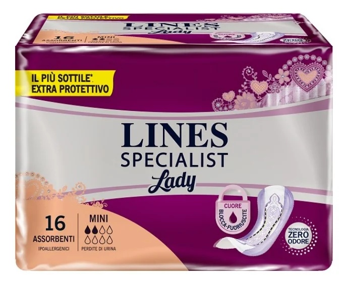 LINES Lines Specialist Mini 16-teilige anatomische Windel für weibliche Harninkontinenz