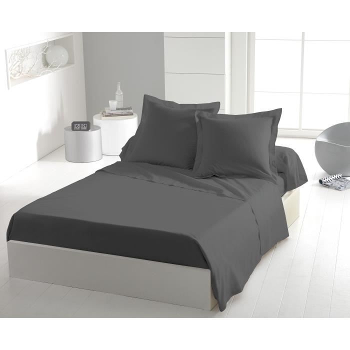 Sábana plana - HOME LINGE PASSION - microfibra de 82 g - 240 x 300 cm - Antracita