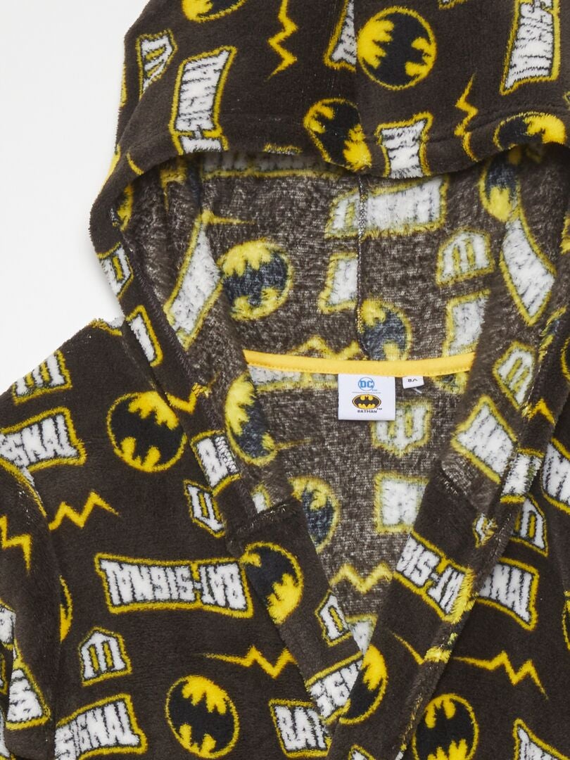 'Batman' fleece badjas - Zwarte print