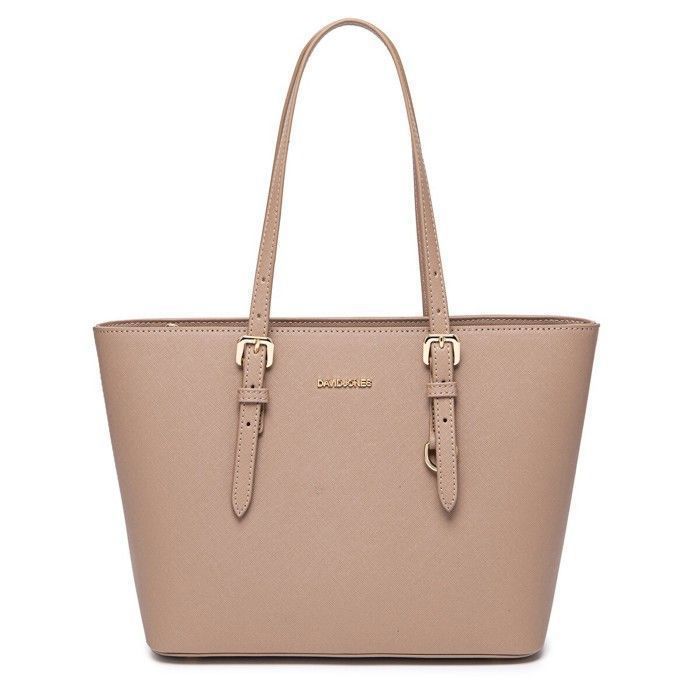David Jones - Bolso de compras para mujer - Bolso de hombro tipo tote de piel sintética con asa larga - Tamaño mediano - Rosa