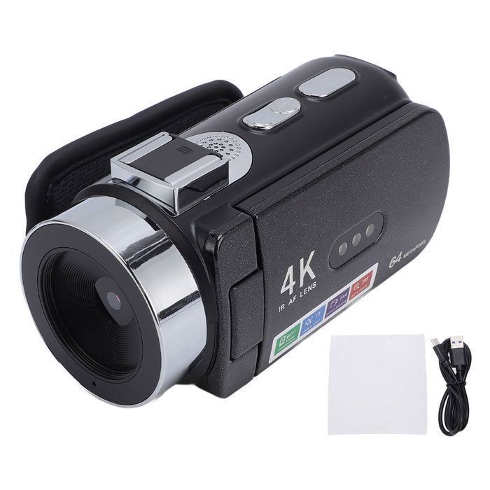 Cámara de video 4K de 64 MP - COCOSITY - Zoom digital 28X - Enfoque automático - Pantalla giratoria de 3 pulgadas y LED