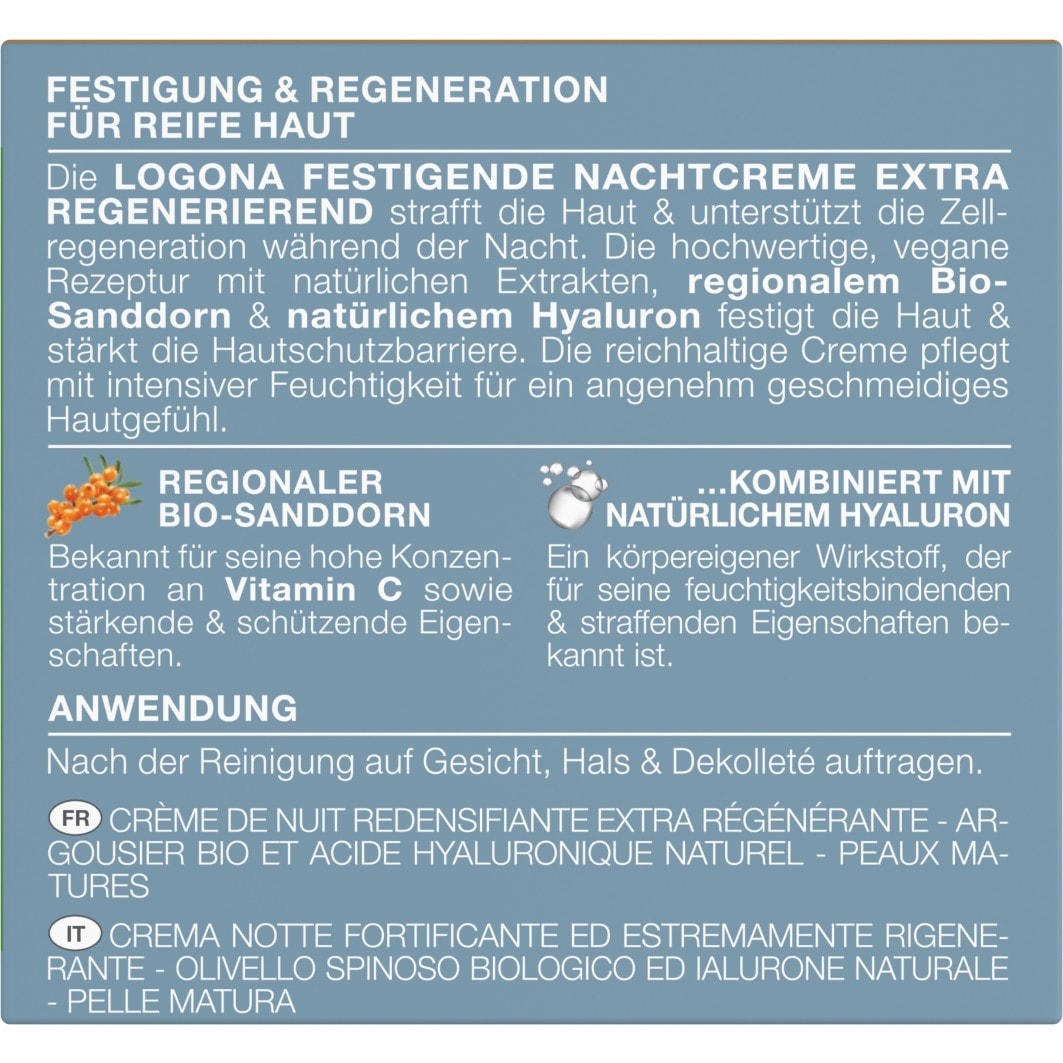 Logona Nattkrem Anti-aldring Ekstra Regenererende - 50 ml