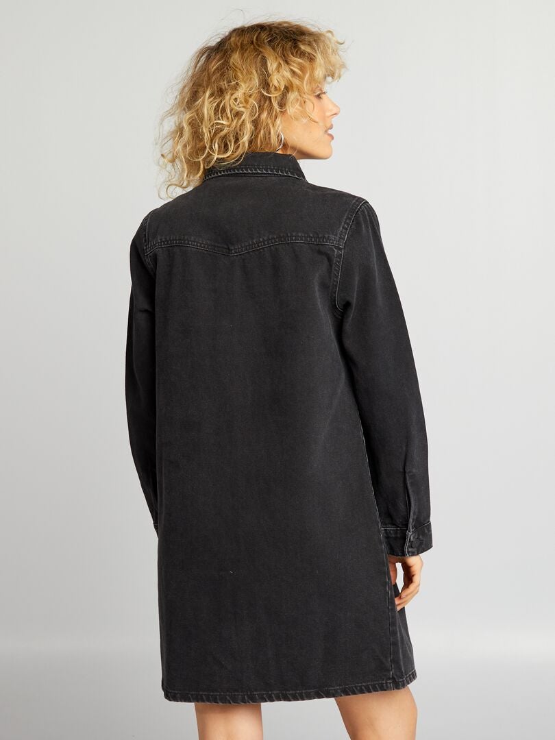 Vestido tipo chaqueta vaquera - GRIS
