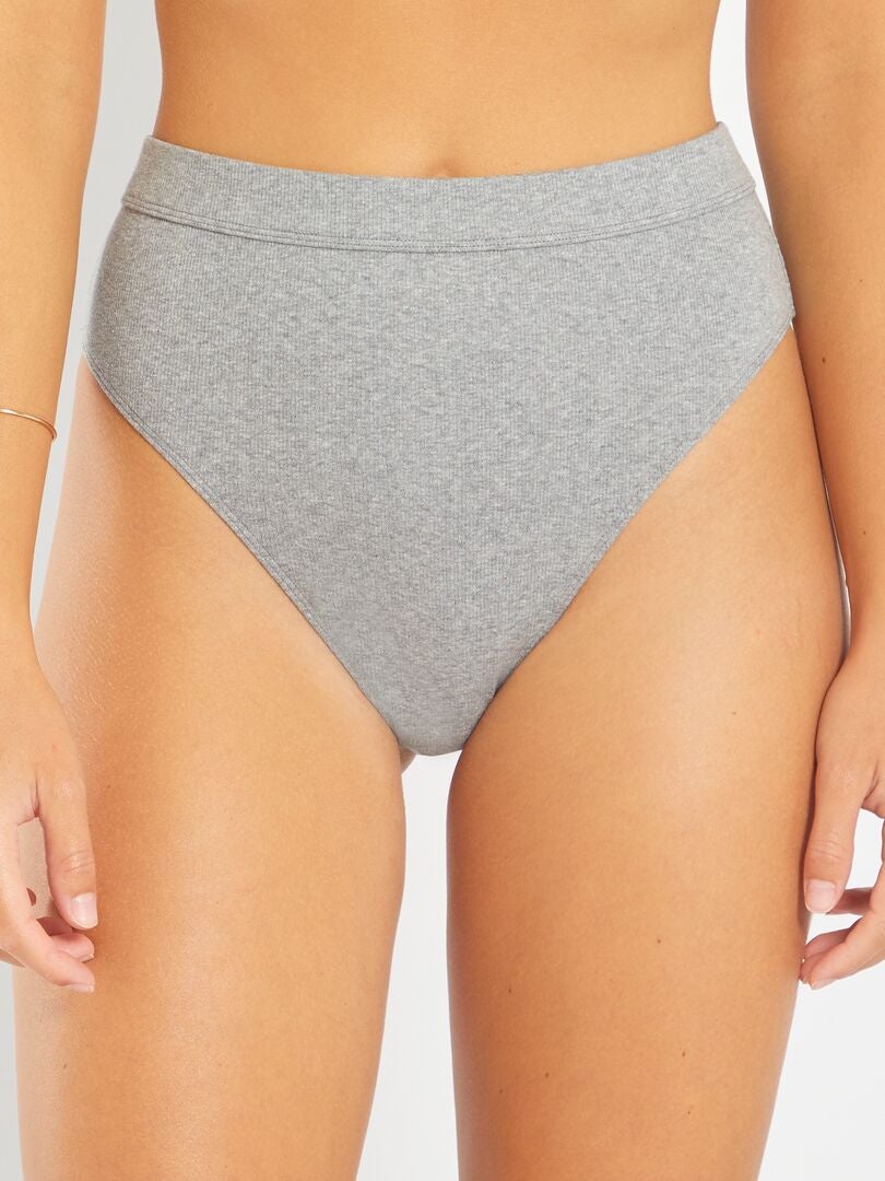 Set van 2 geribbelde katoenen teenslippers - GRIJS