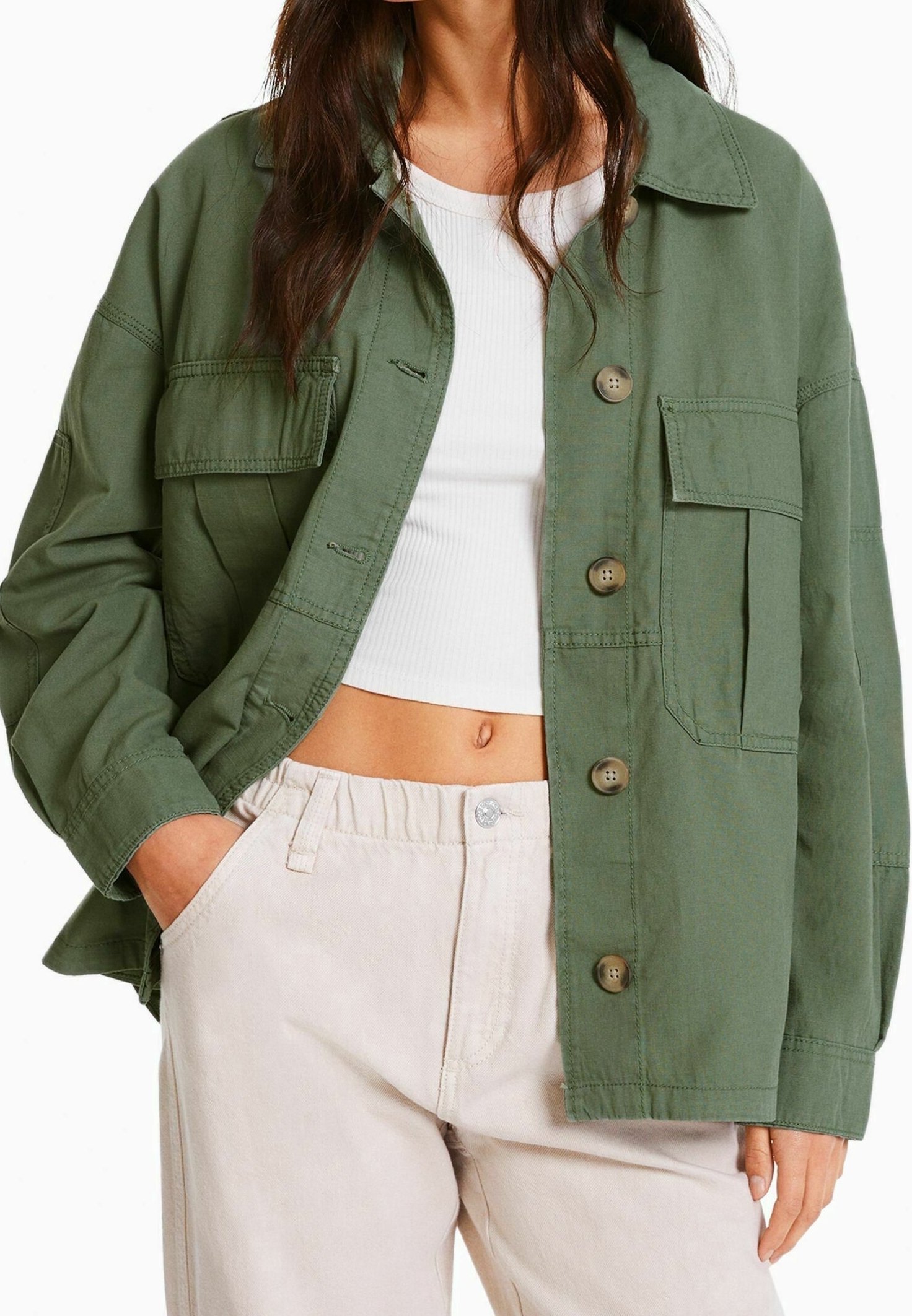 Veste d'été Bershka - Kaki