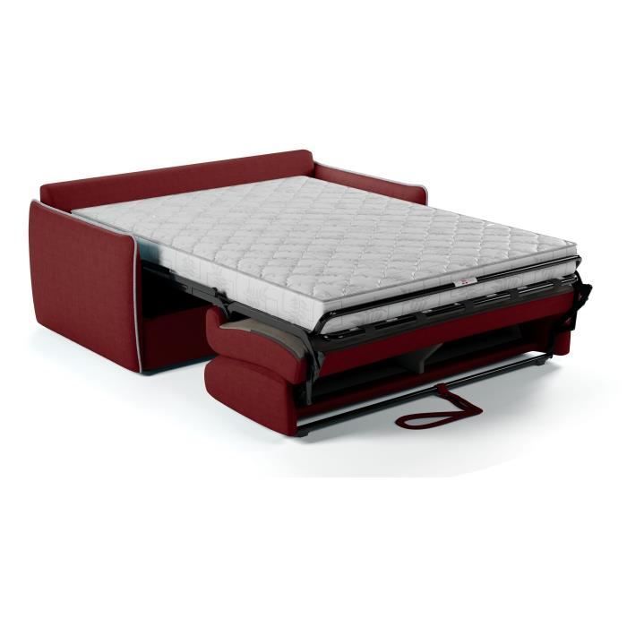 Sofá-cama Express - AGATHE - Tecido vermelho - Colchão de 14 cm - 175 x 100 x 87 cm