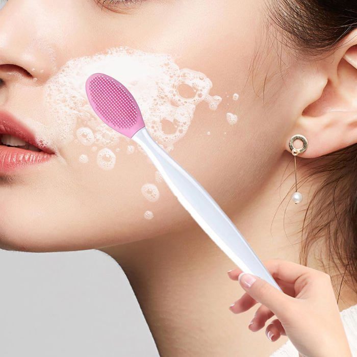 Cepillo exfoliante facial de silicona de doble cara - 4 piezas para eliminar puntos negros en nariz y labios - Eliminación de impurezas