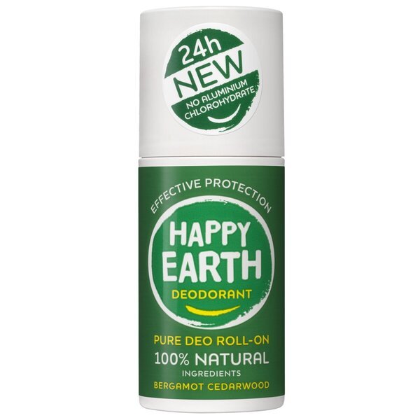 „Happy Earth“ bergamotės ir kedro dezodoranto rutulinis rutulinis dezodorantas, 75 ml