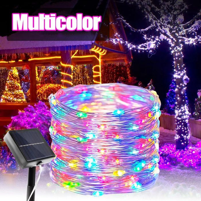 Outdoor solar string lights, 32m, 300 LEDs, waterproof, 8 modes, for patio, garden, party, wedding, colorful light