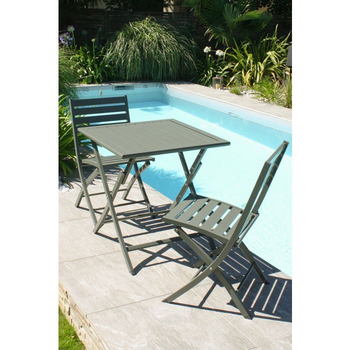 2-persoons aluminium tuineetset - Khaki