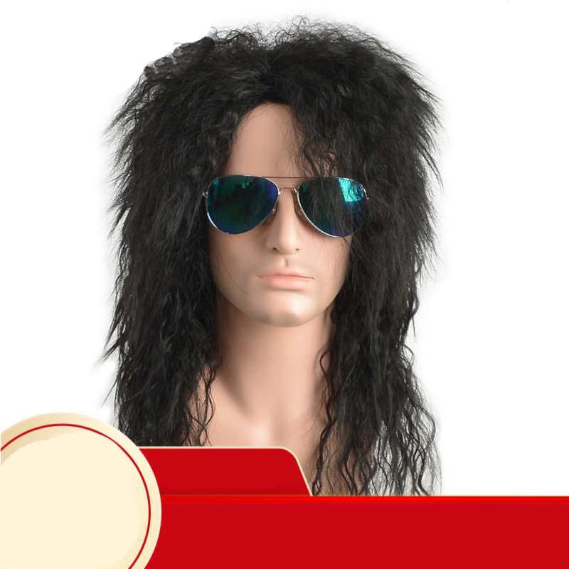 Peluca sintética larga y rizada para hombre, para mujer, negra/rubia, postizo femenino, tocado punk abultado, peluca para Halloween y cosplay.
