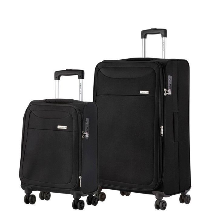 CarryOn Air Set of 2 Soft Suitcases - Black Expandable carry-on suitcase with large