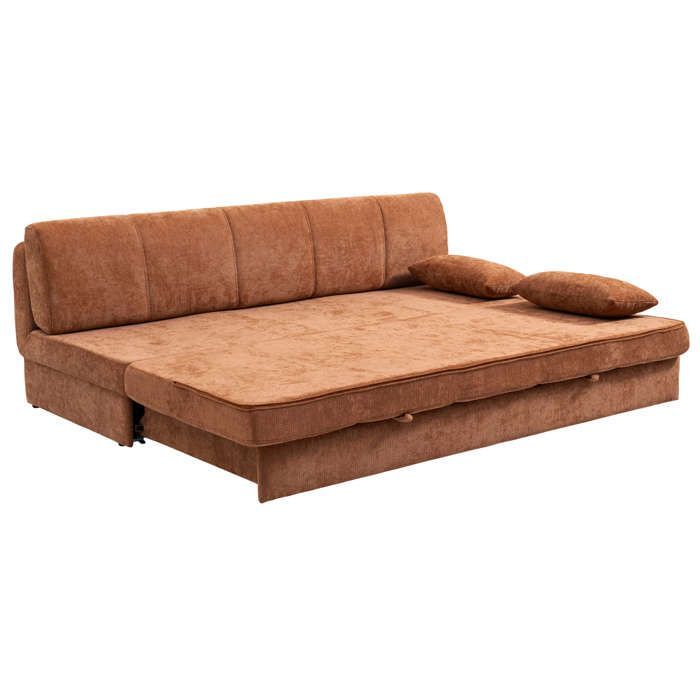 Sofá convertible de 3 plazas LUMA en tejido de chenilla color terracota.