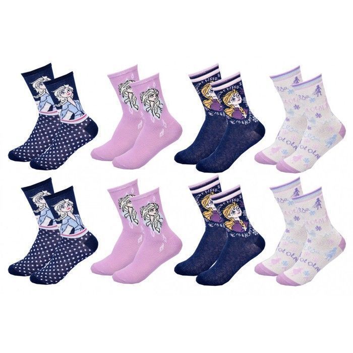 Meias Frozen - Pacote com 8 pares, roxas - para meninas