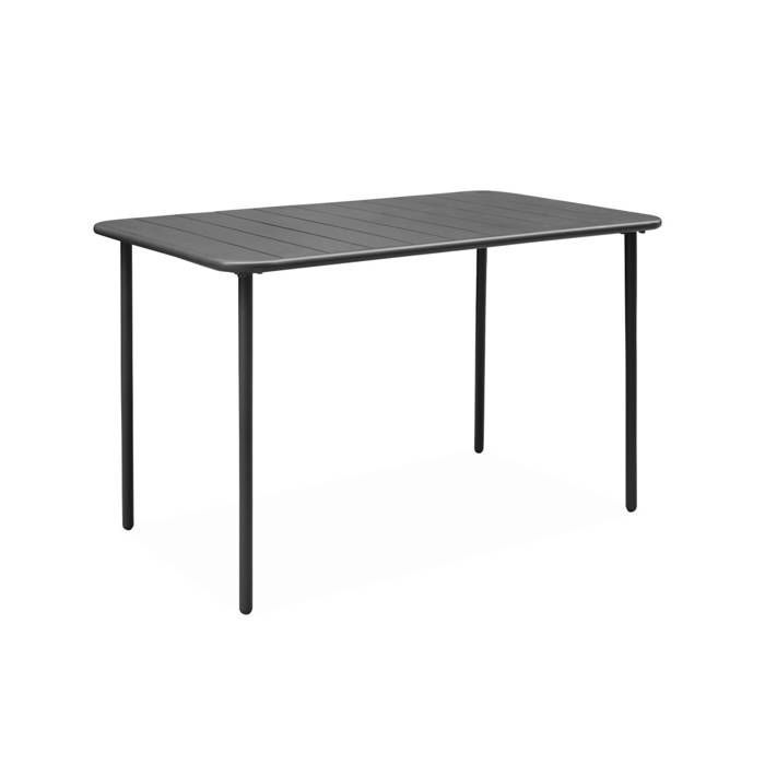 4-seater metal garden table. Anthracite. Amelia. 120x70cm. Rust-resistant treatment. Rounded slats and edges.