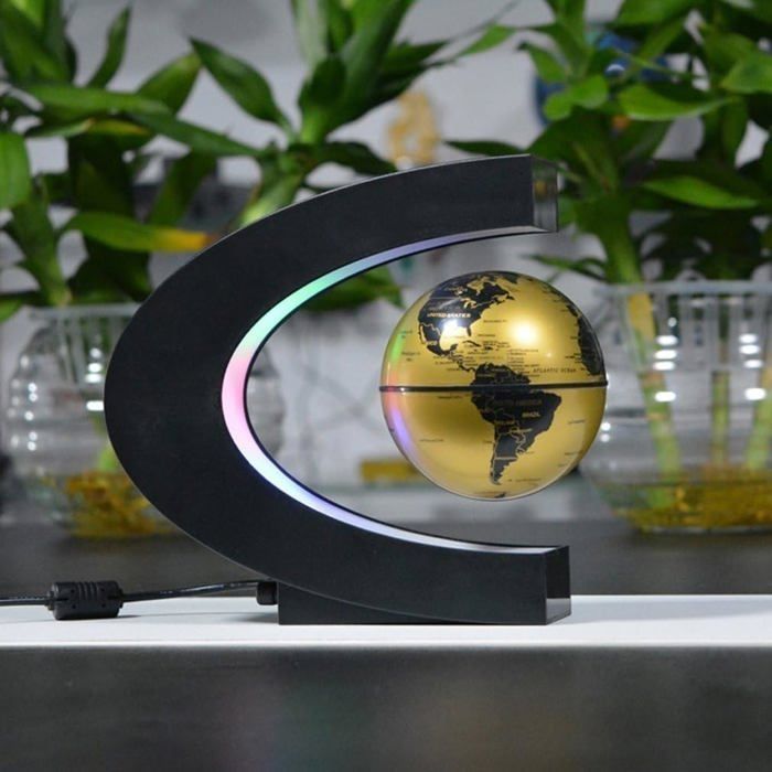 Globo magnético flutuante iluminado com LED para decoração de casa e escritório PZCC