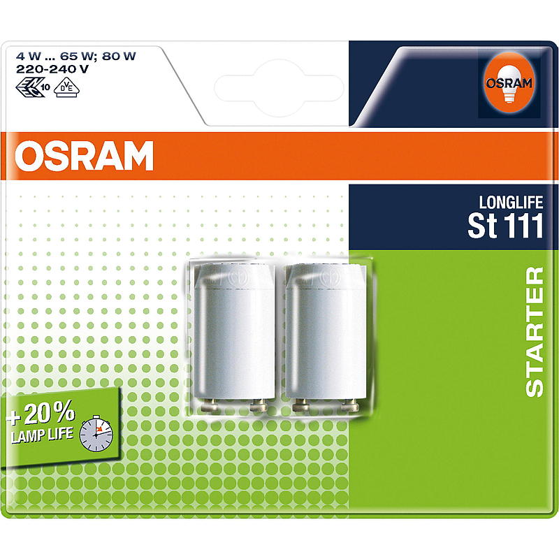 Osram Starter til lysstofrør 2-pak, enkelt st111 Osram