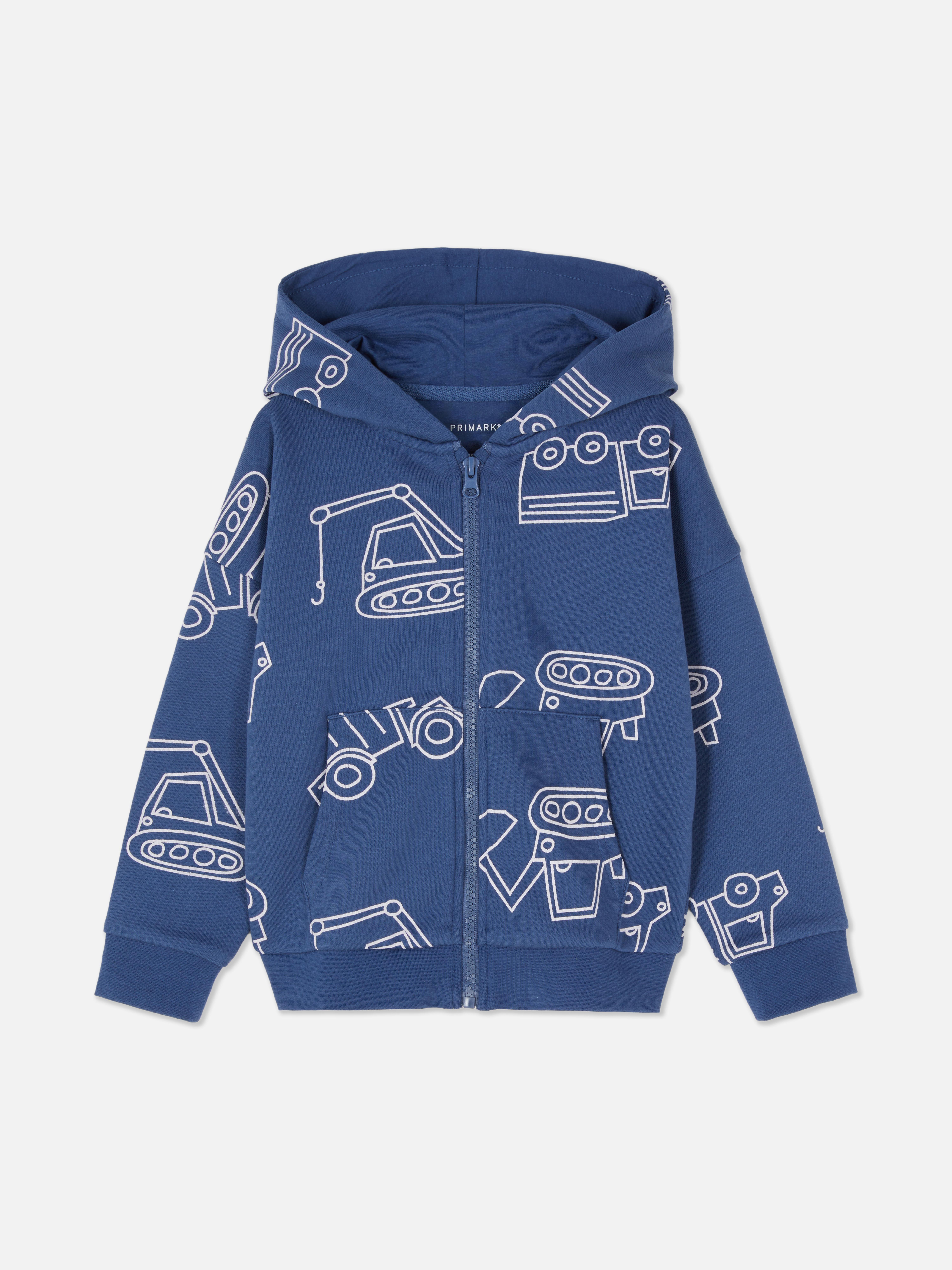 Bedruckter Hoodie mit Reißverschluss Ein Hoodie mit Reißverschluss, Kängurutaschen und Allover-Print