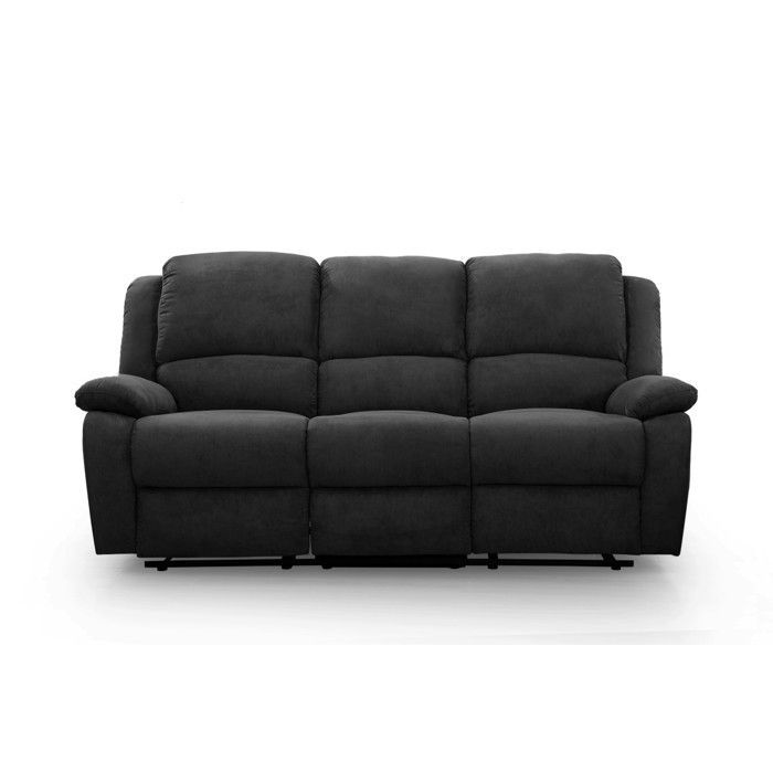 Canapé Relaxation 3 places Microfibre LEO - Noir - L193 x 93 x 96cm - LOUNGITUDE