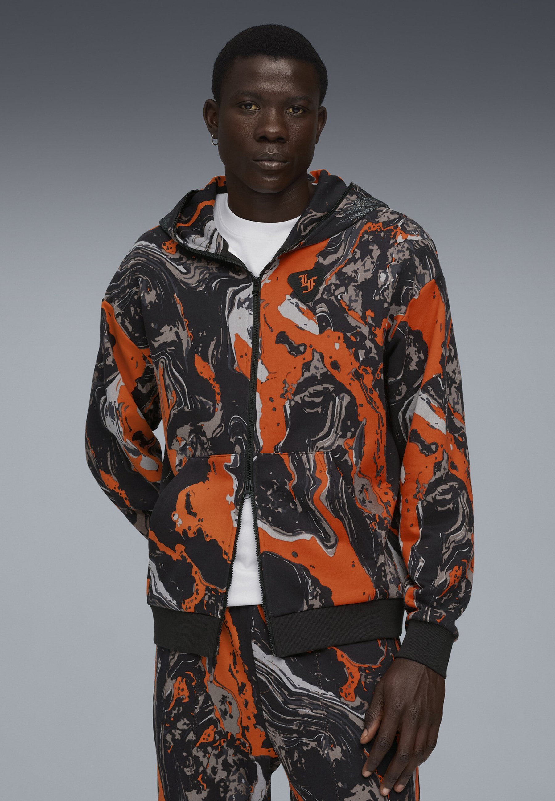 Puma LAFRANCÉ HEEM ERA - Sweatshirt zippé - orange glo aop