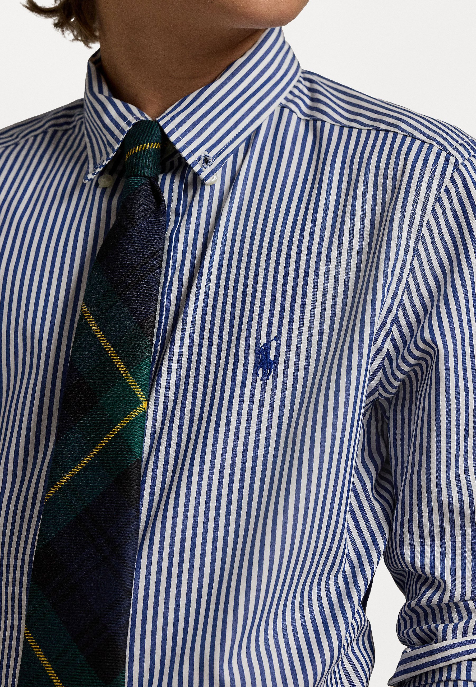 Chemise rayée en popeline de coton Polo Ralph Lauren - marine/blanc