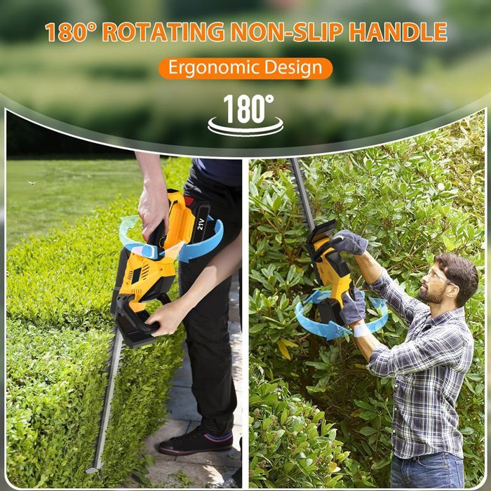 Tagliasiepi a batteria da 56 cm - 2200 W - 20.000 giri/min - 2 batterie e caricabatterie inclusi