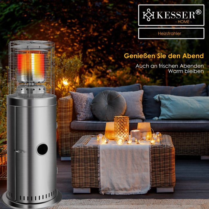 Buitenradiator - KESSER - Maximaal vermogen 12,5 kW - Piëzo-elektrische ontsteking - Hoogte 143 cm