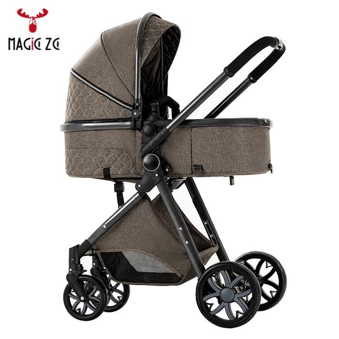 Cochecito Magic ZC 3 en 1: Cochecito triple, cochecito con plegado automático, freno de una pierna, plegado con un solo clic y bolso de mano.