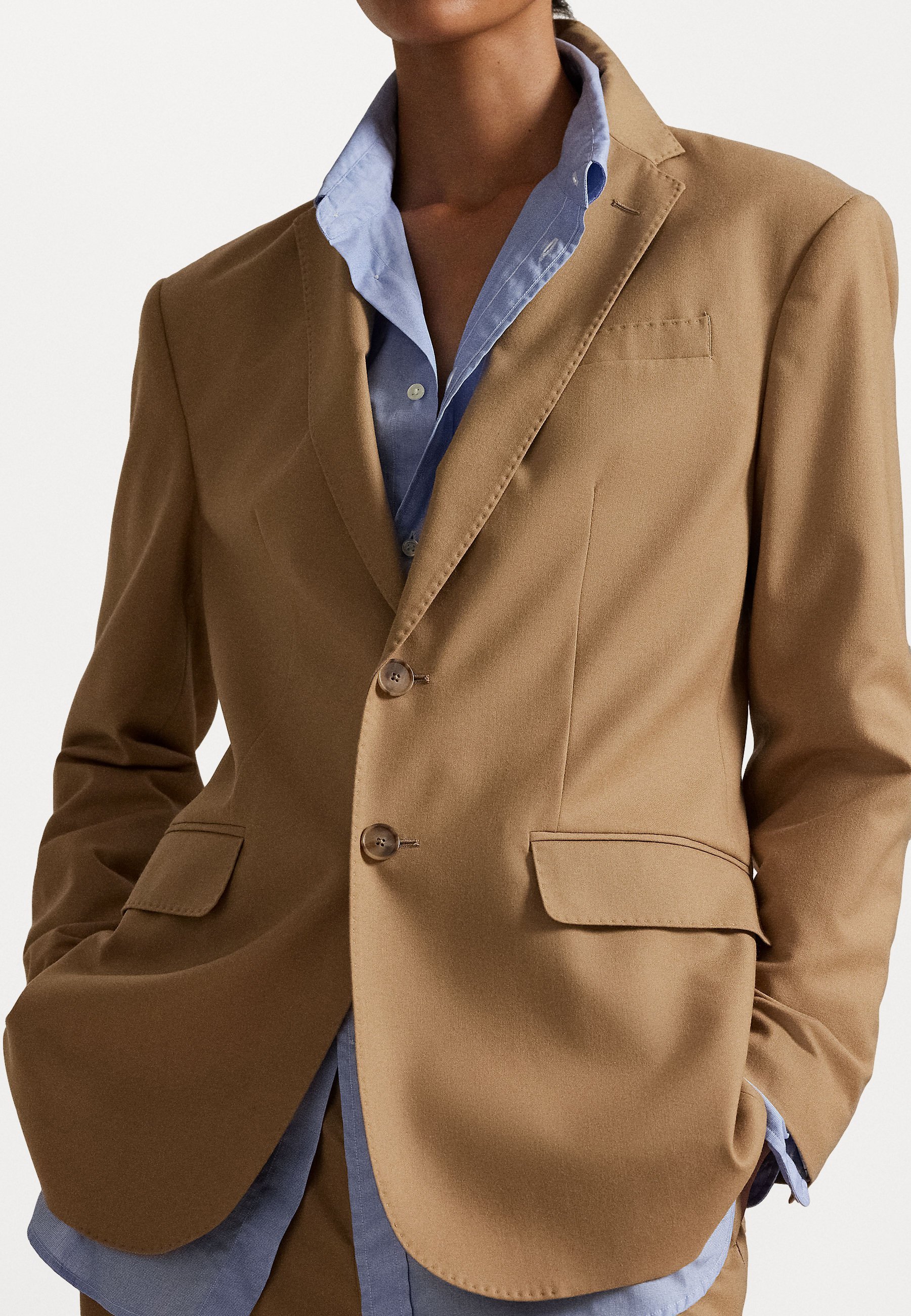 Blazer Polo Ralph Lauren in misto lana elasticizzata - color cammello